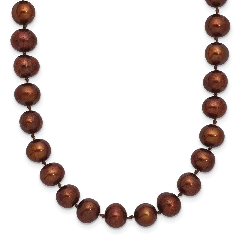 Sterling Silver Rh-plated 6-7mm Brown FW Cultured Pearl Necklace