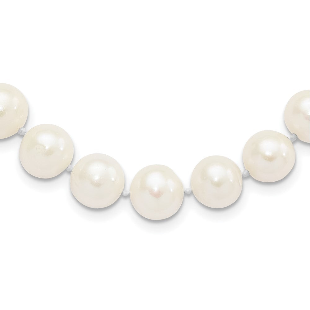 Sterling Silver Rhodium-plated 10-11mm White FW Cultured Pearl Necklace