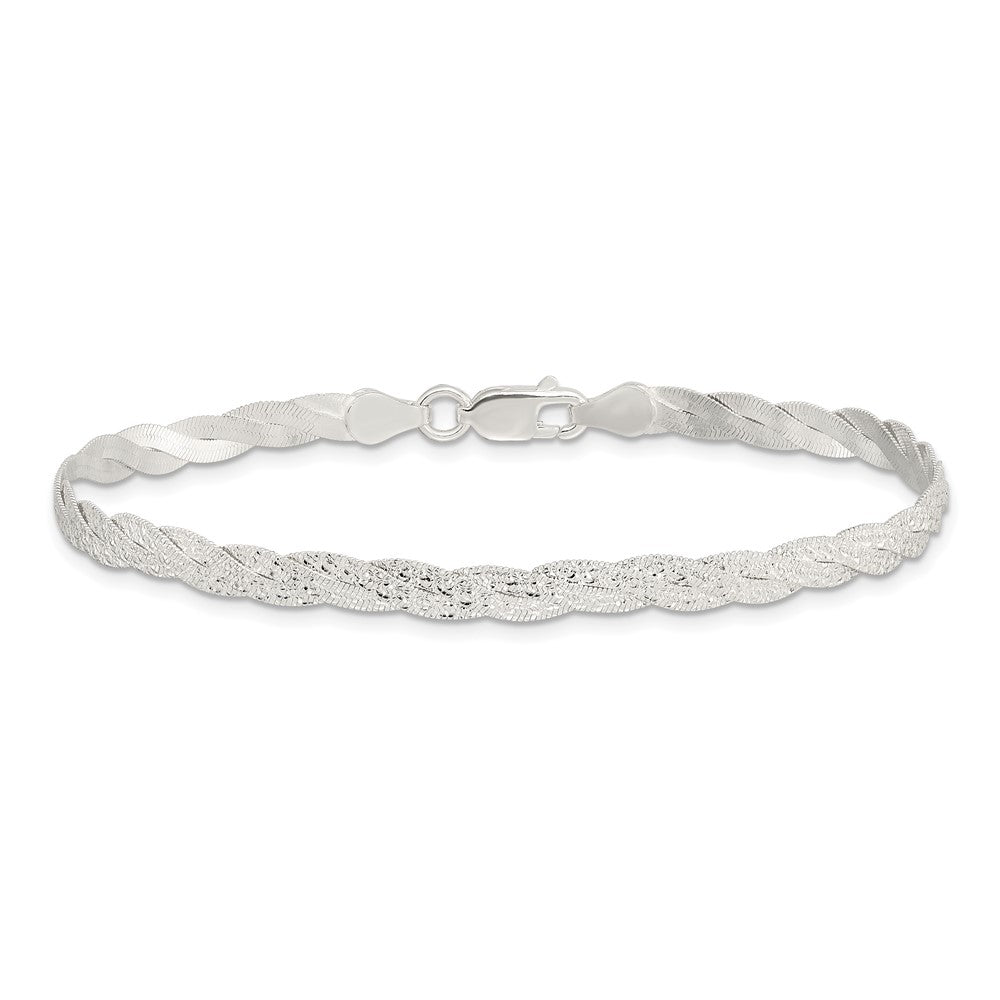 Sterling Silver Fancy Textured Reversible Braided Bracelet