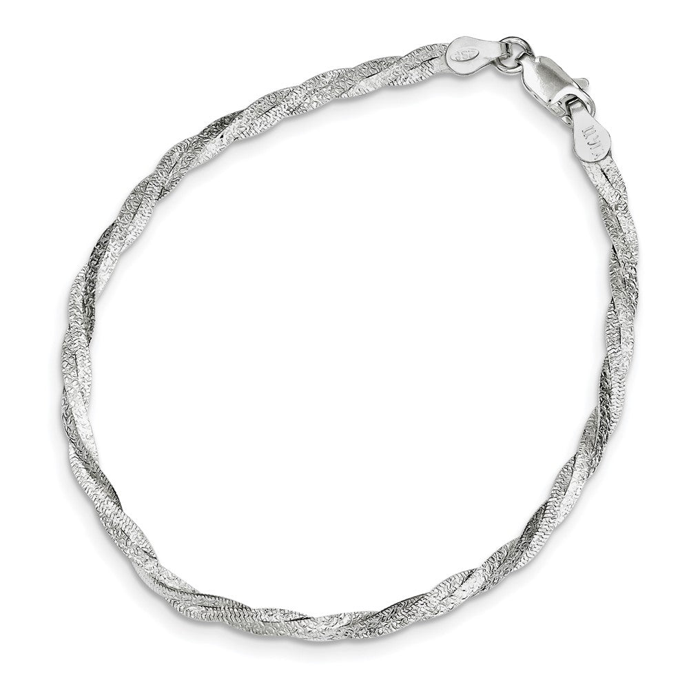 Sterling Silver Fancy Textured Reversible Braided Bracelet