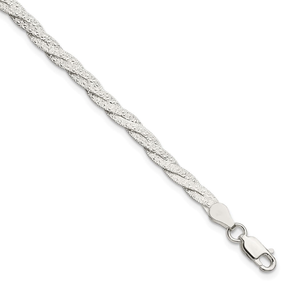 Sterling Silver Fancy Textured Reversible Braided Bracelet