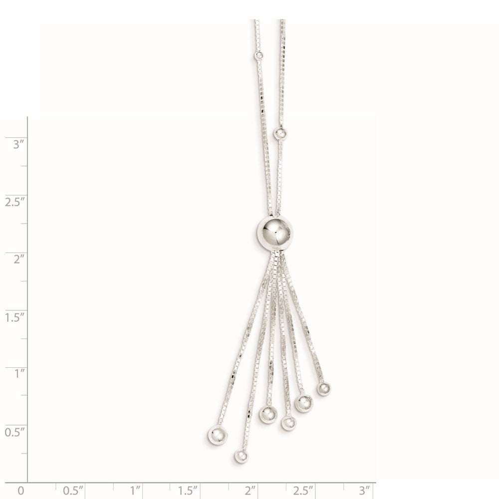 Sterling Silver Polished Beaded Tassel Necklace