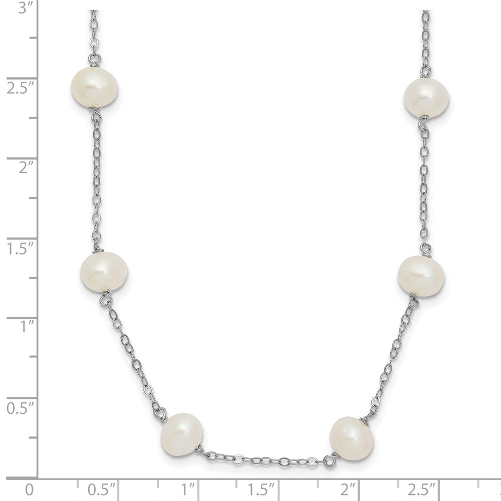 Sterling Silver Rh-plated Fresh Water Cultured Pearl Necklace