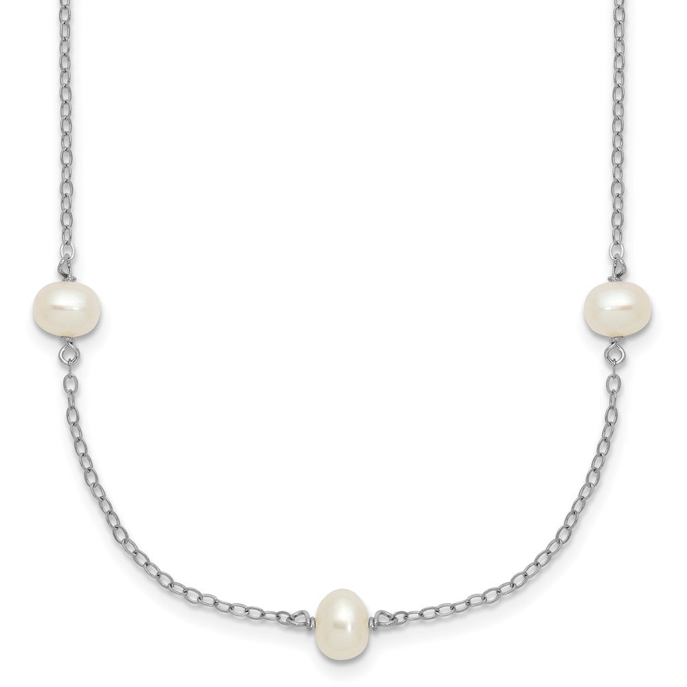 Sterling Silver RH-plated 4-5mm Freshwater Cultured Pearl Necklace