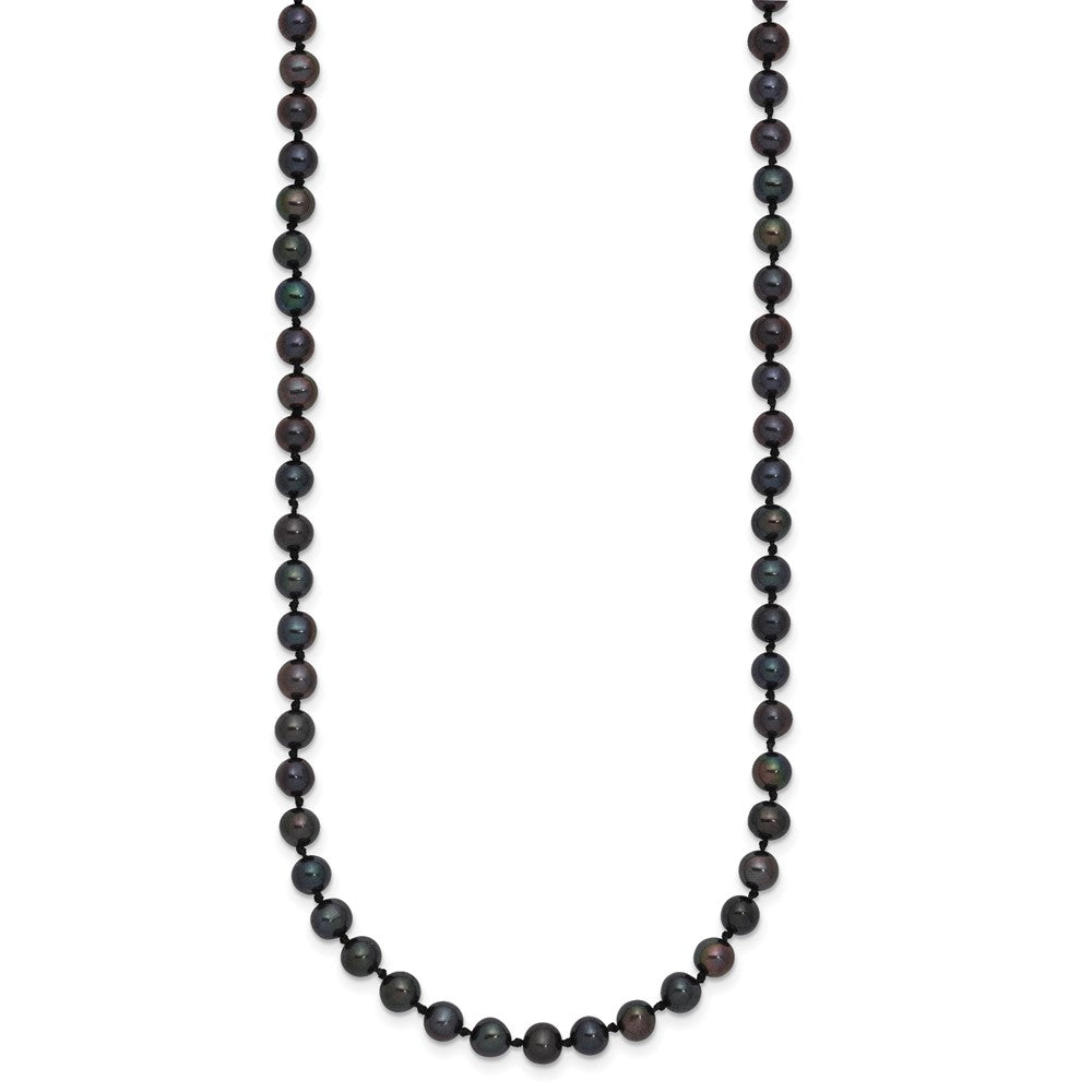 Sterling Silver Rhod-plated 4-5mm Black FWC Pearl Necklace