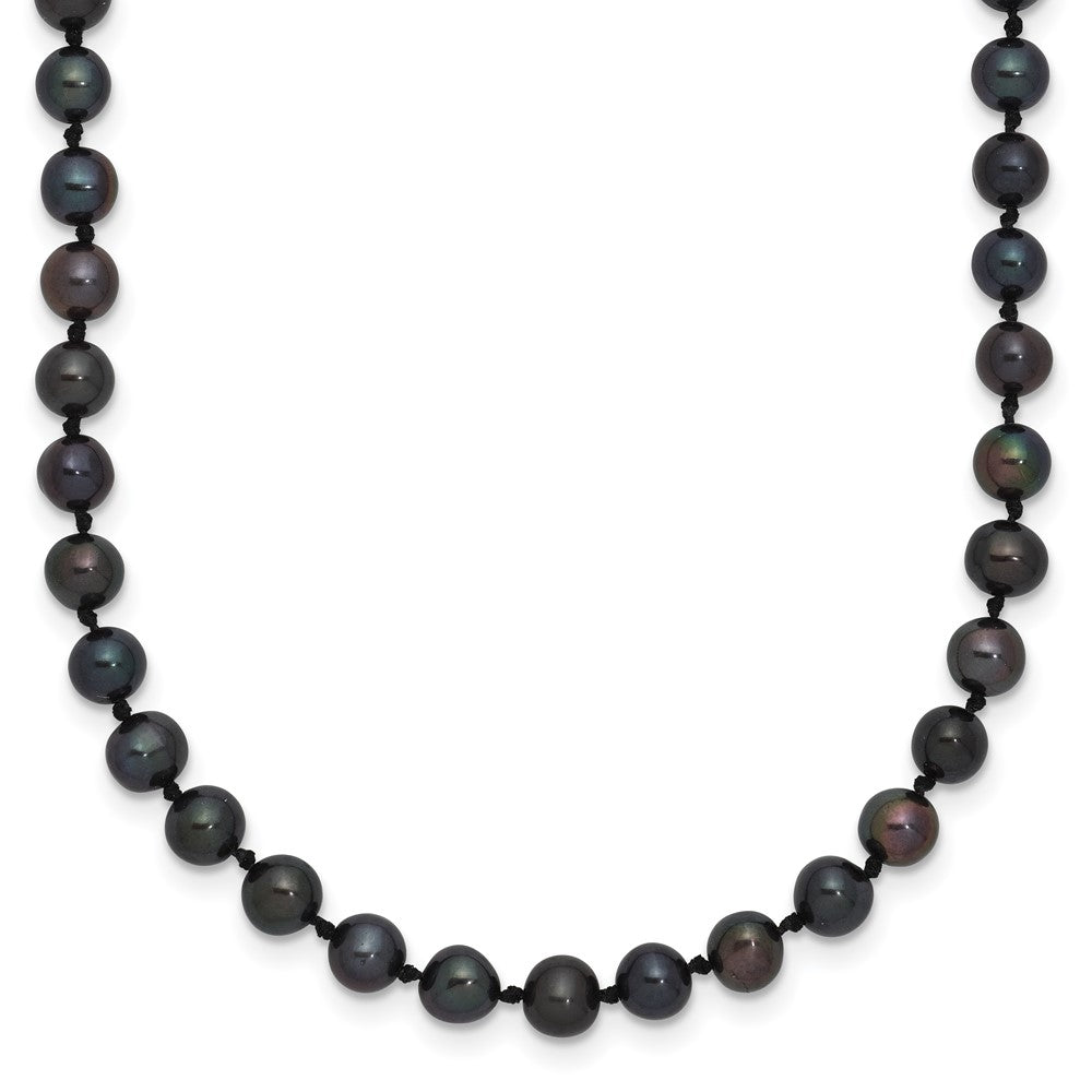 Sterling Silver Rhod-plated 4-5mm Black FWC Pearl Necklace