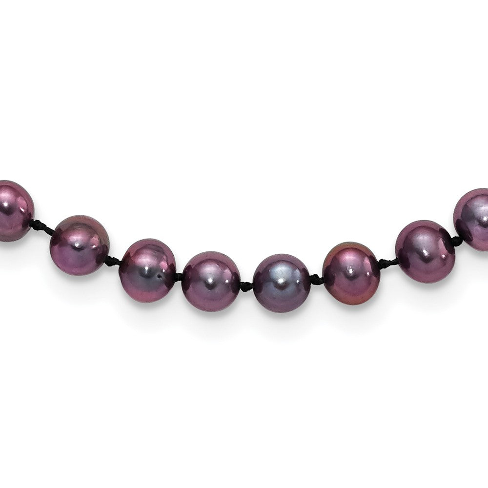 Sterling Silver Rhod-plated 5-6mm Black FWC Pearl Necklace