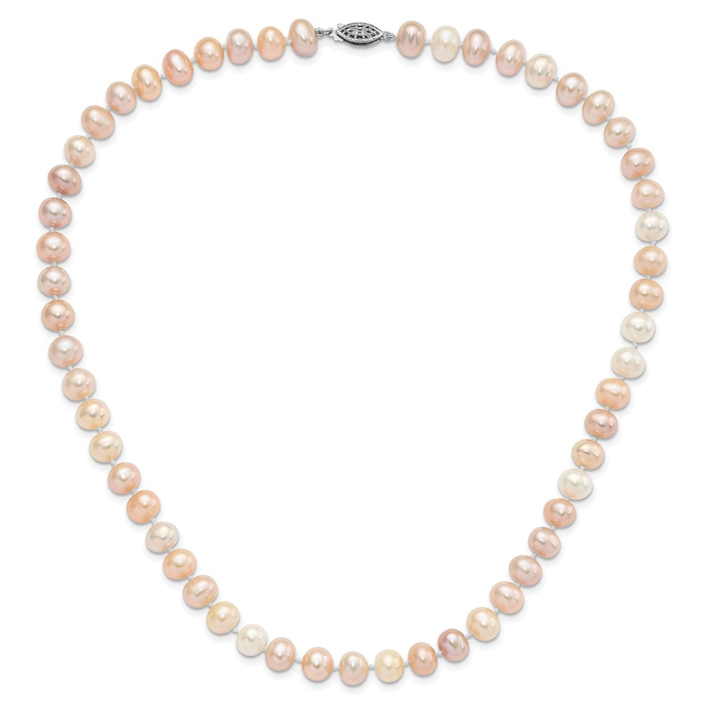 Sterling Silver Rhodium-plated 8-9mm Multi-color FWC Pearl Necklace