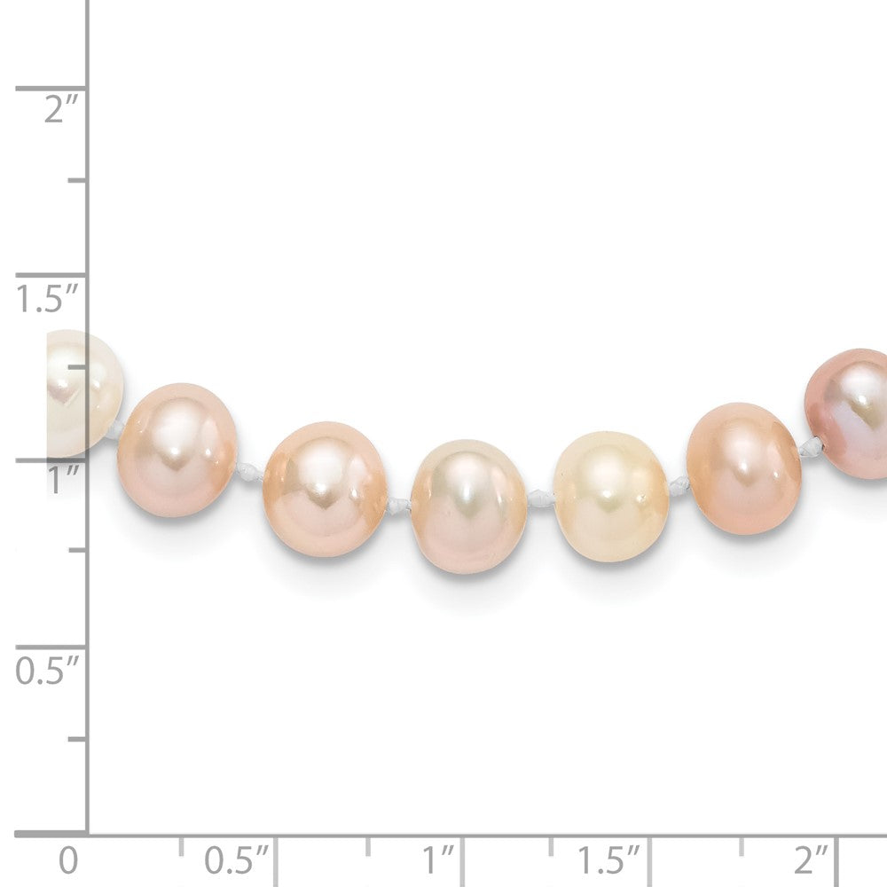 Sterling Silver Rhodium-plated 8-9mm Multi-color FWC Pearl Necklace