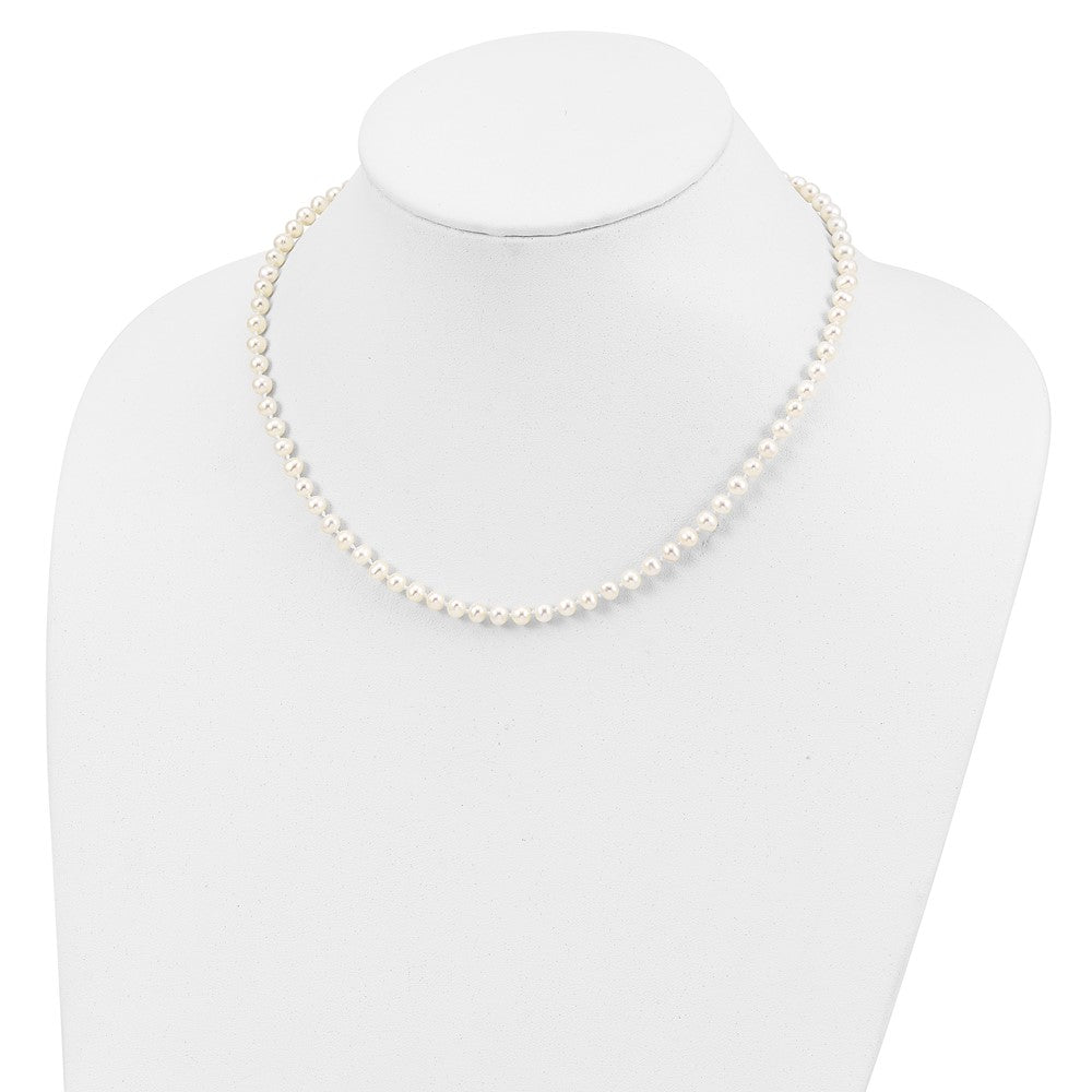 Sterling Silver Rhodium 4-5mm White FWC Pearl Necklace