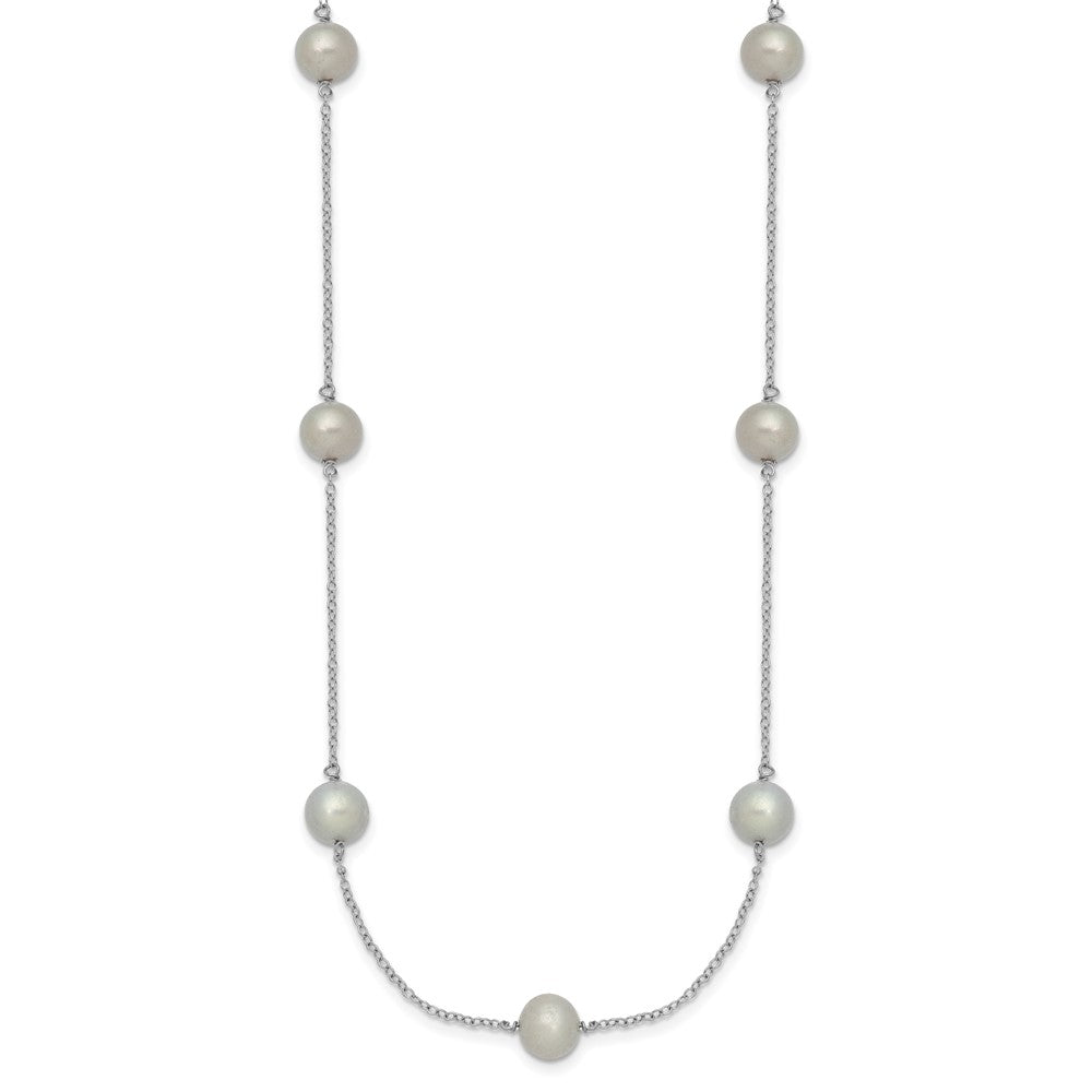 Sterling Silver RH 7-8mm Grey FWC Pearl 9 Station Necklace