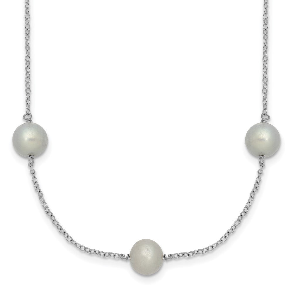 Sterling Silver RH 7-8mm Grey FWC Pearl 9 Station Necklace