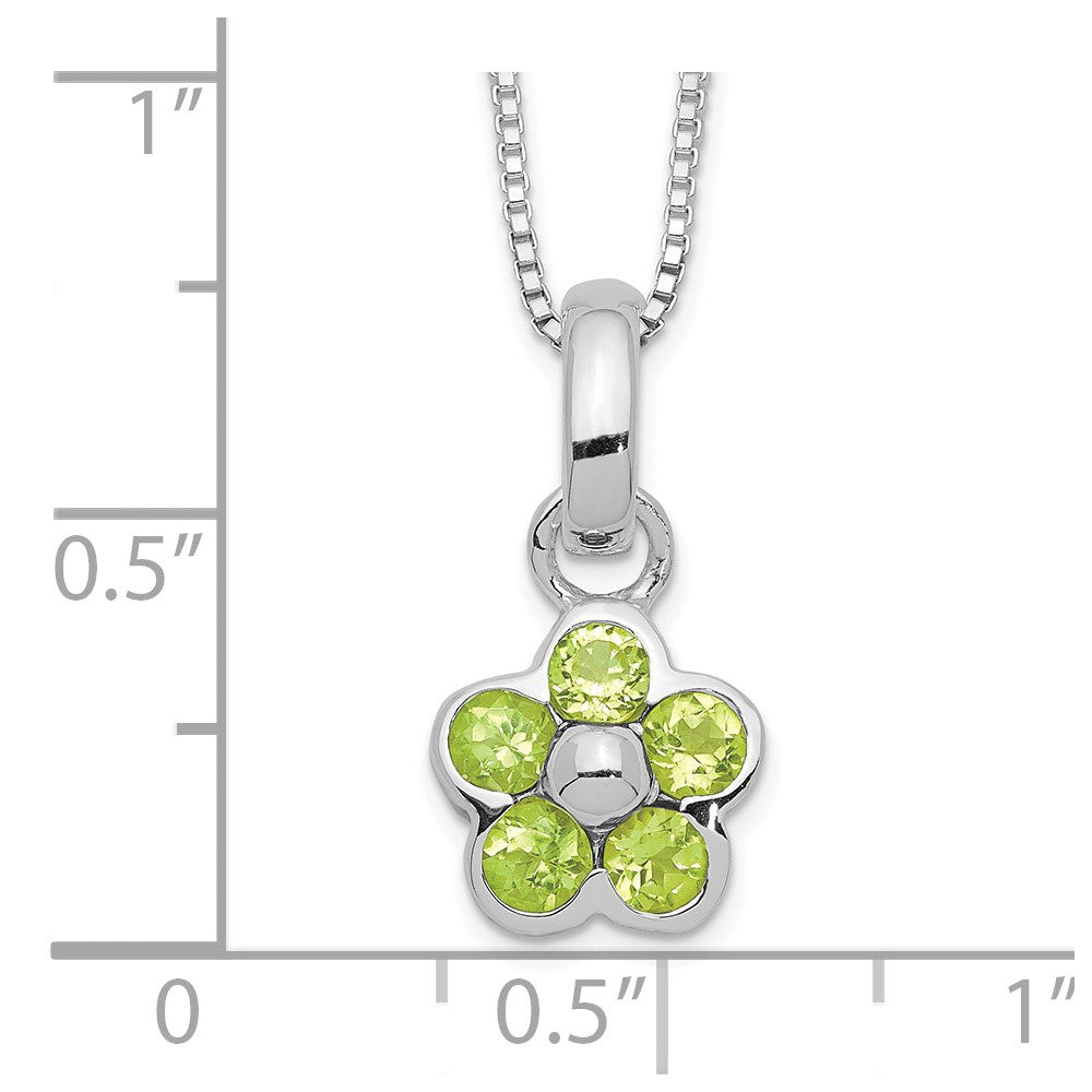 Sterling Silver Peridot Flower Pendant Necklace