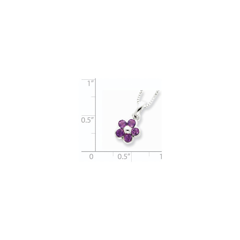 Sterling Silver Amethyst Flower Pendant Necklace