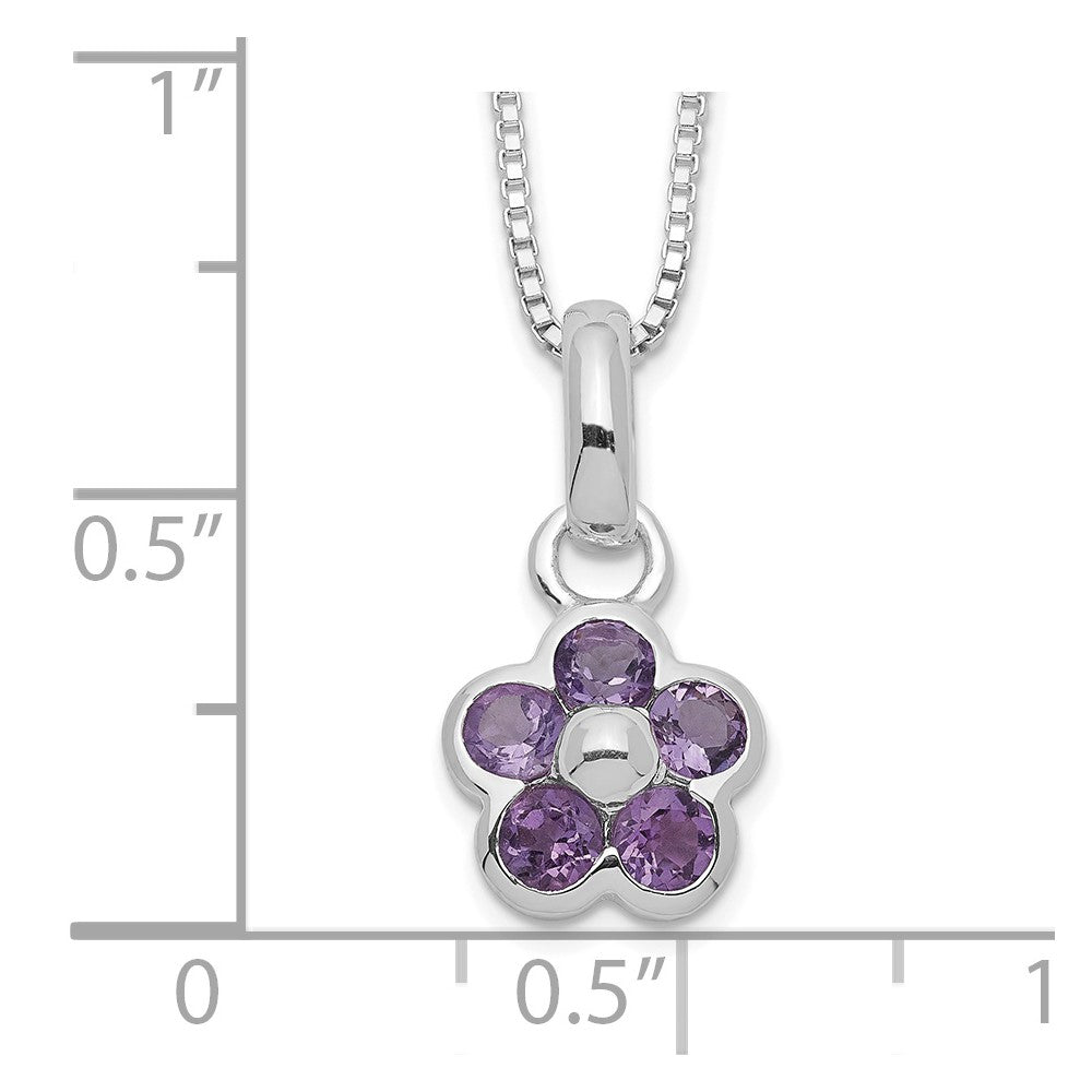 Sterling Silver Amethyst Flower Pendant Necklace