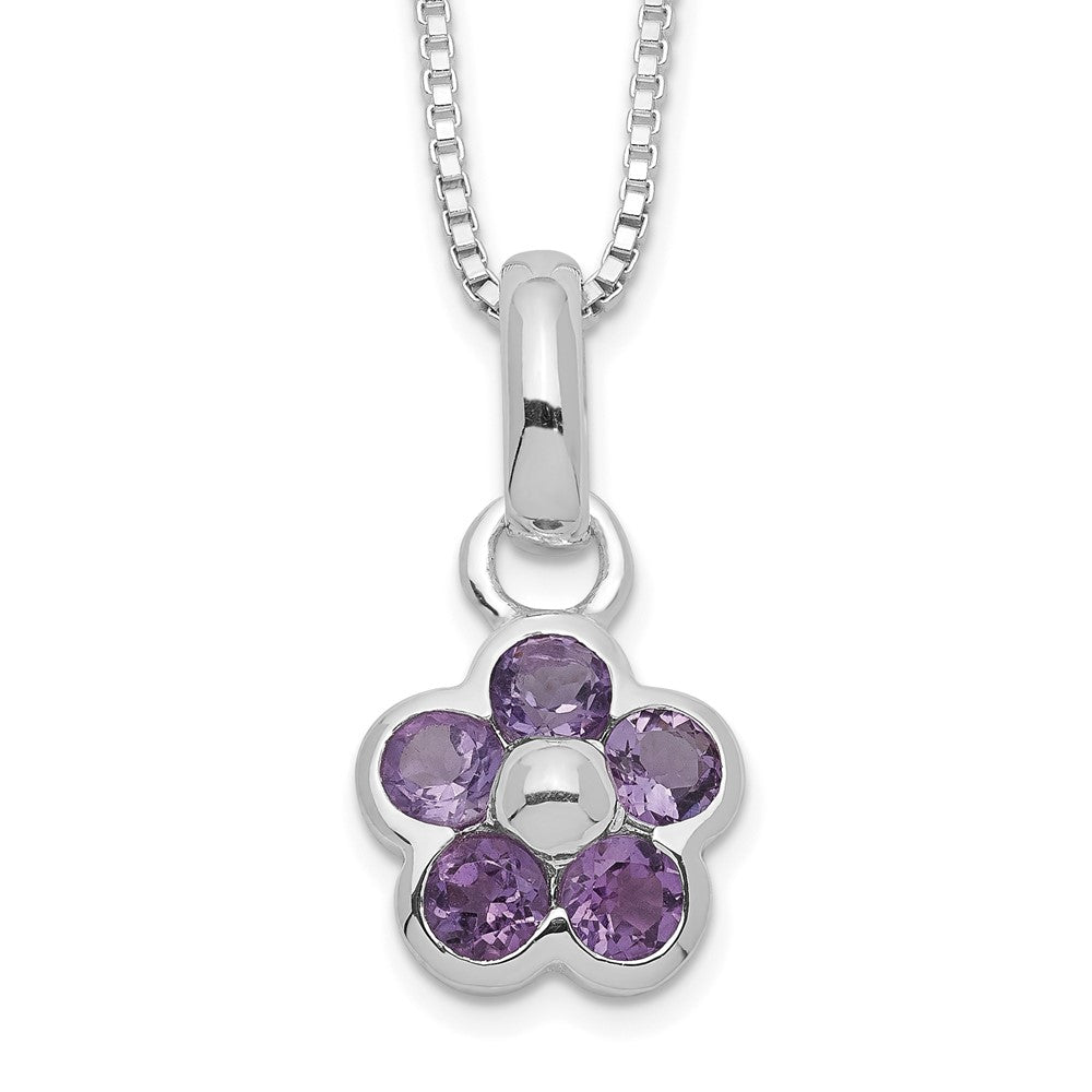 Sterling Silver Amethyst Flower Pendant Necklace