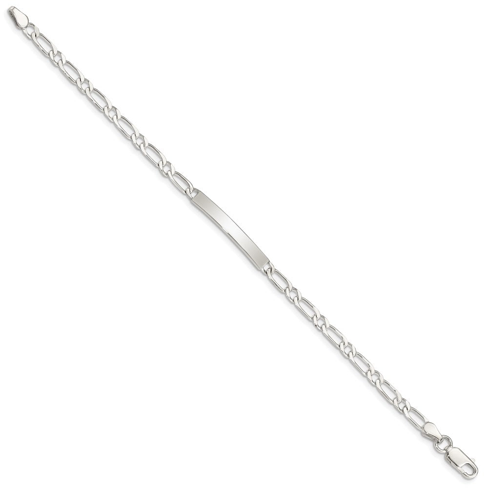 Sterling Silver 7inch Polished Engraveable 1 Figaro Link ID Bracelet