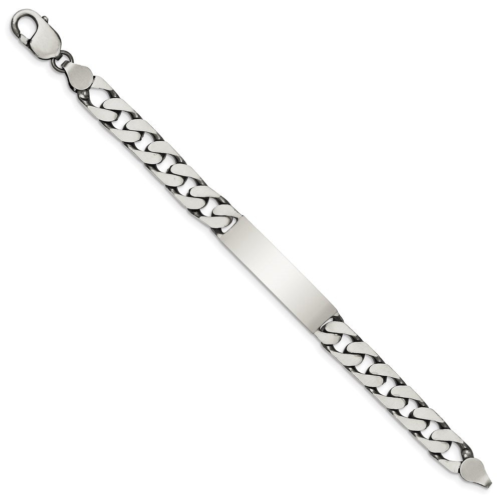 Sterling Silver 7.5inch Engraveable Antiqued Curb Link ID Bracelet