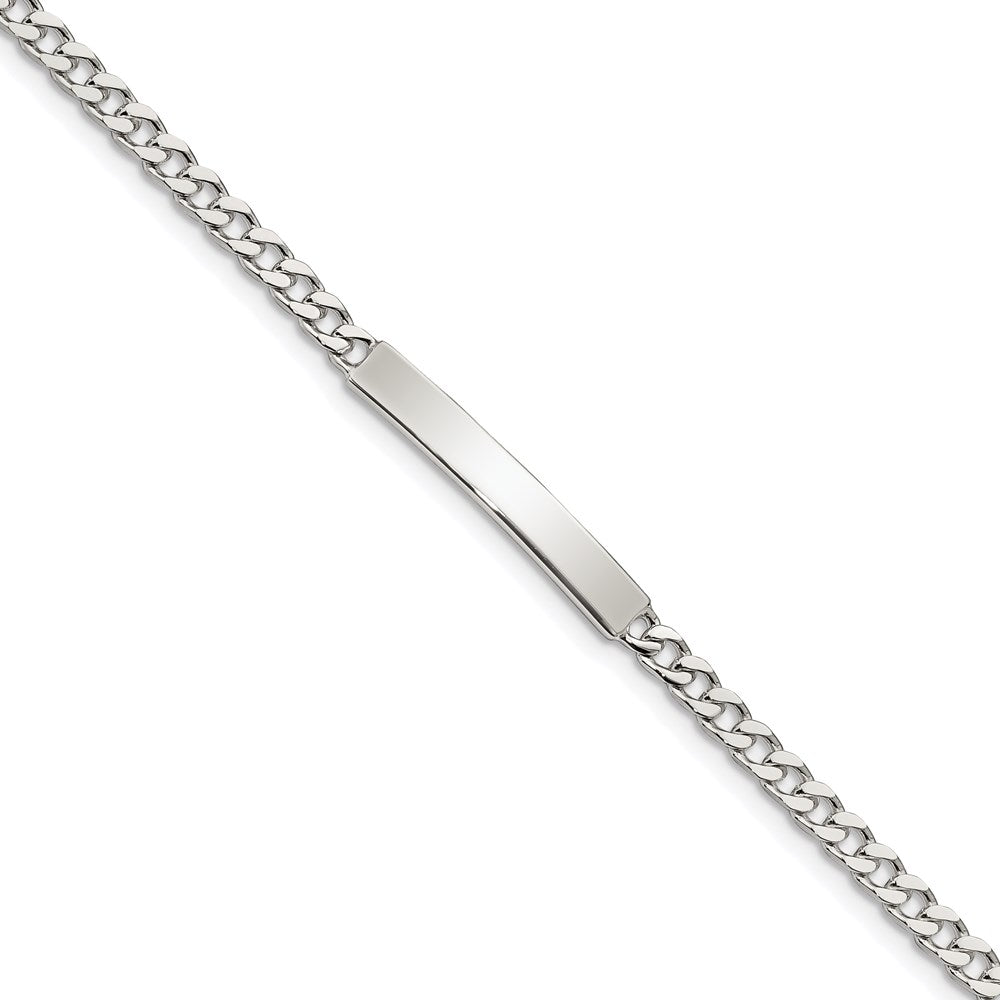 Sterling Silver Polished Engraveable Curb Link ID Bracelet