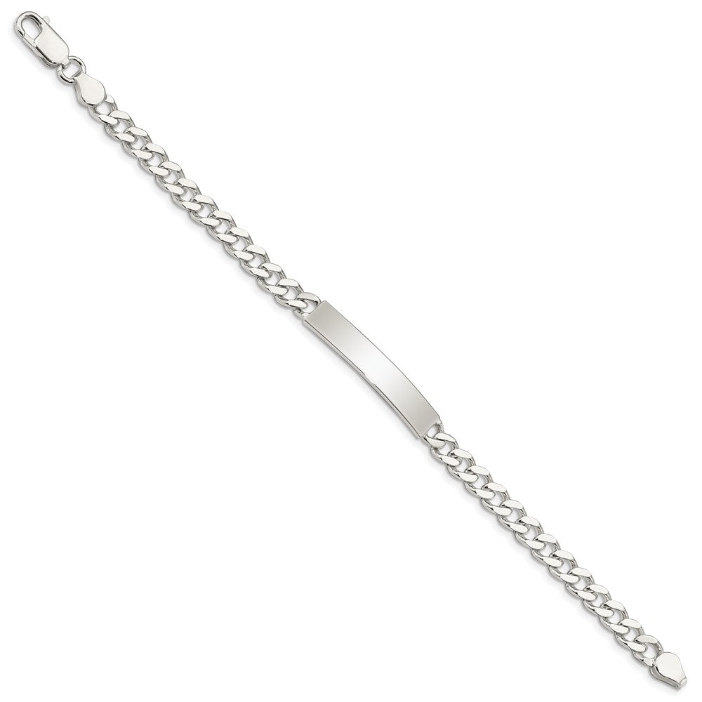 Sterling Silver Polished Engraveable Curb Link ID Bracelet