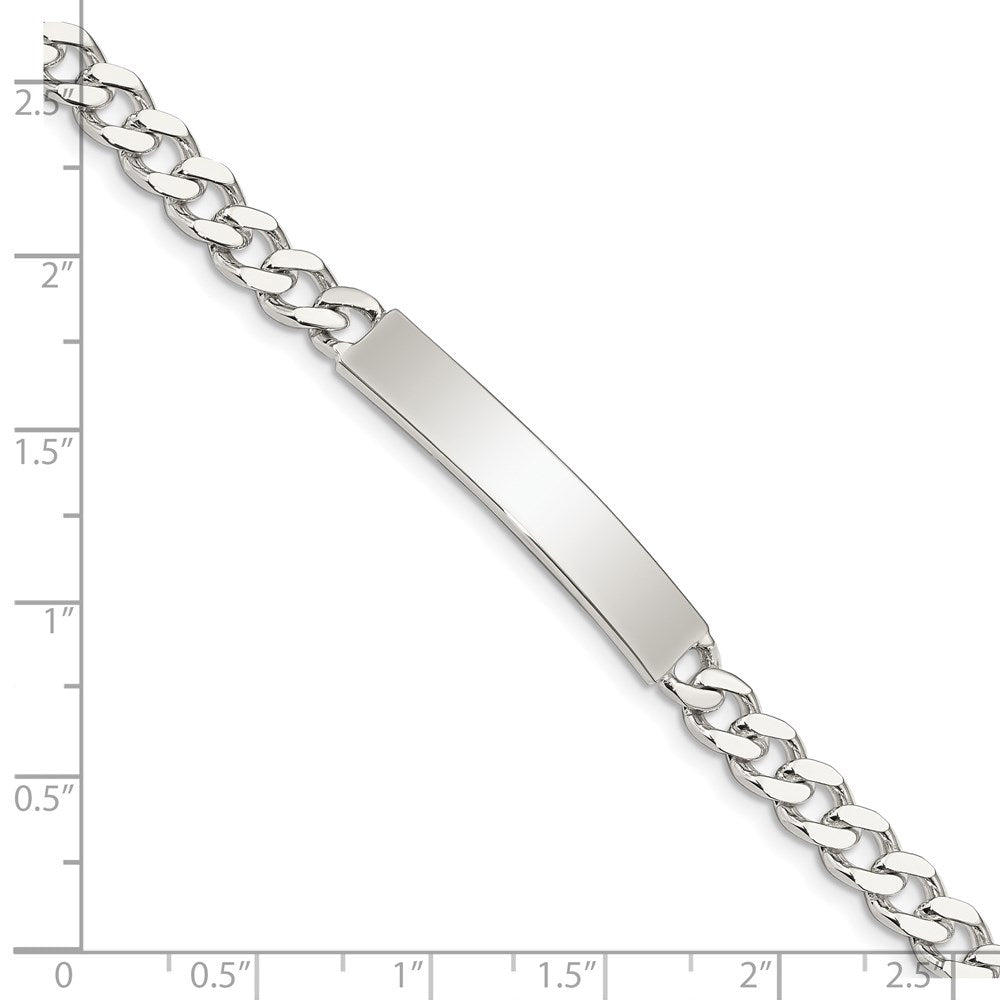 Sterling Silver Polished Engraveable Curb Link ID Bracelet