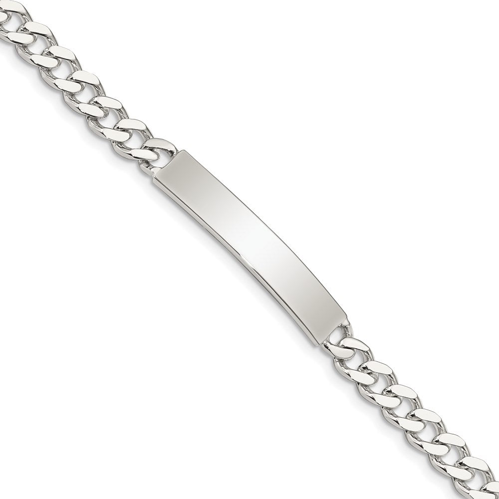 Sterling Silver Polished Engraveable Curb Link ID Bracelet