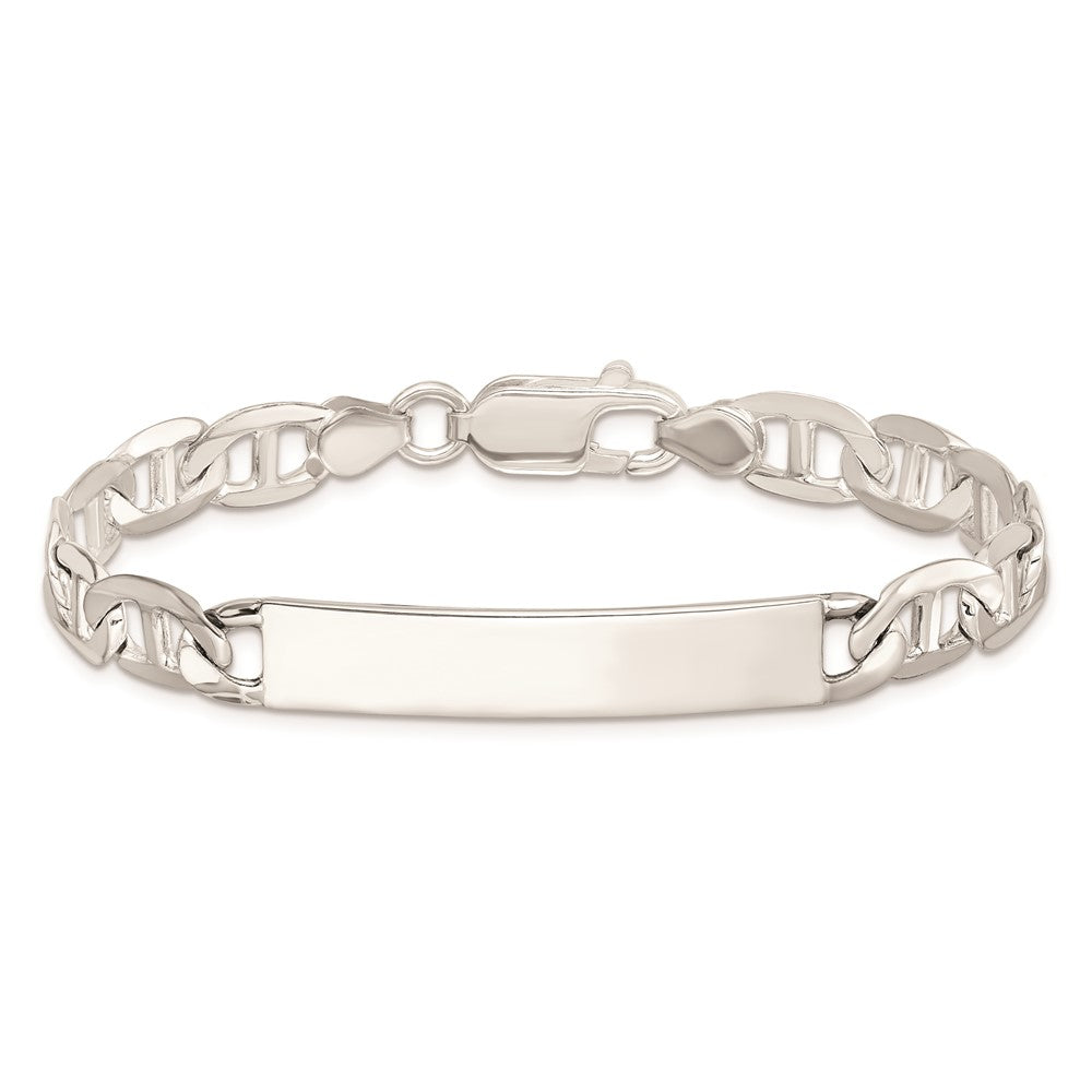 Sterling Silver Polished Engraveable Anchor Link ID Bracelet