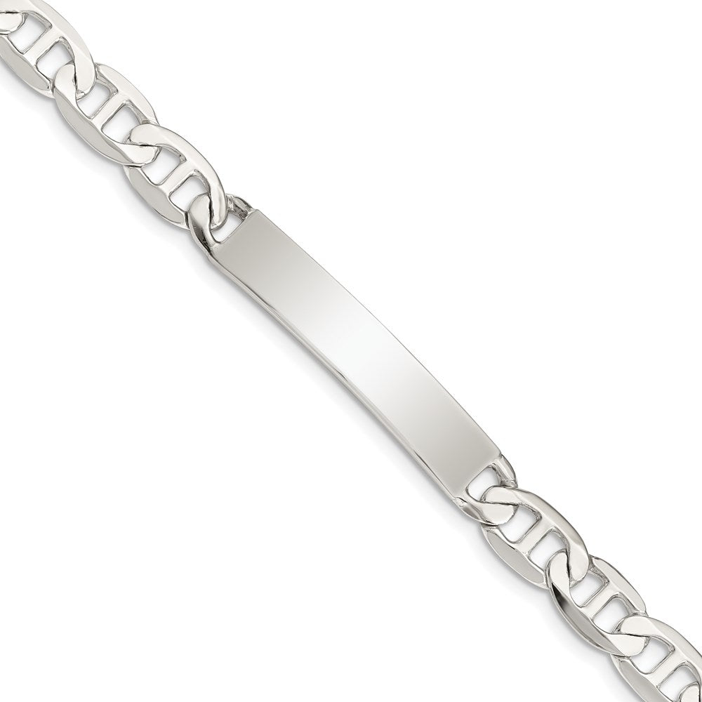 Sterling Silver Polished Engraveable Anchor Link ID Bracelet