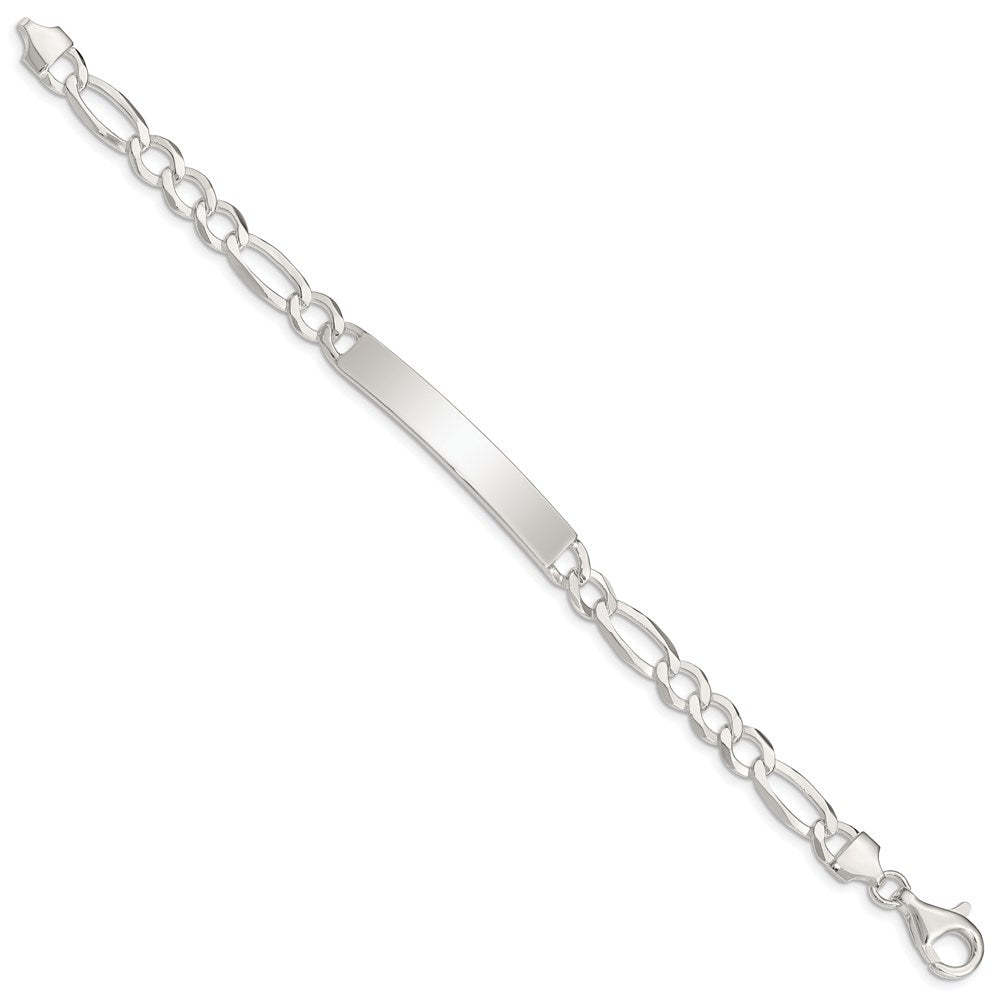 Sterling Silver Figaro Link ID Bracelet