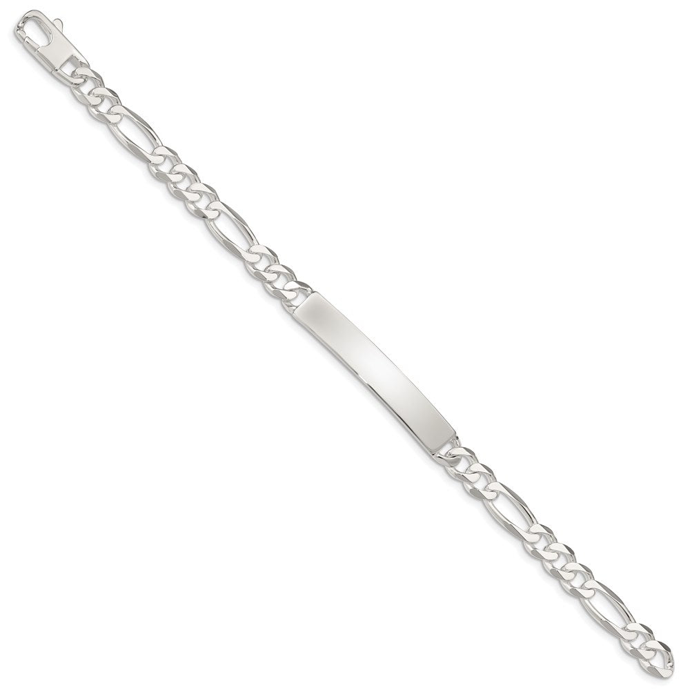 Sterling Silver Figaro Link ID Bracelet