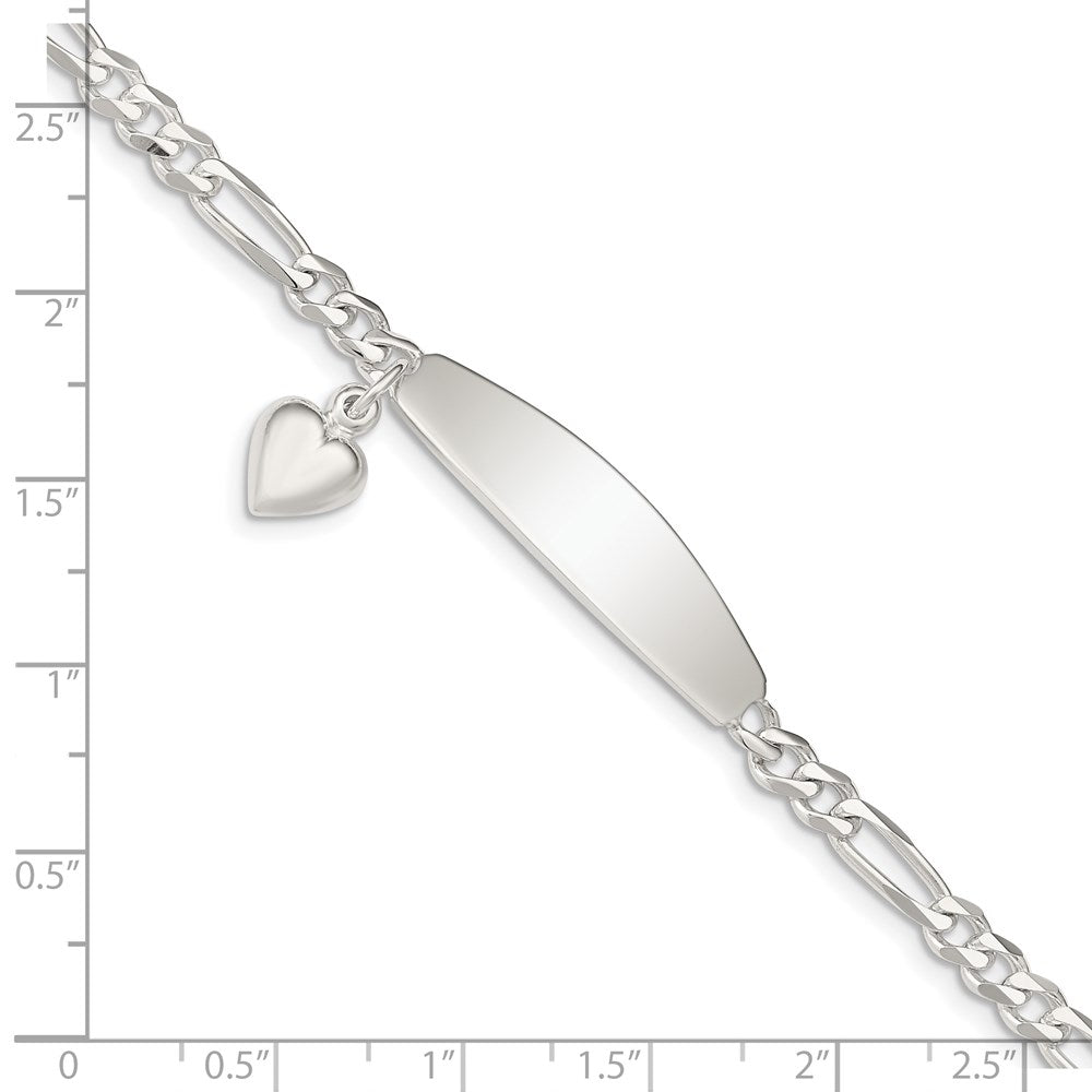 Sterling Silver ID with Heart Figaro Link Bracelet