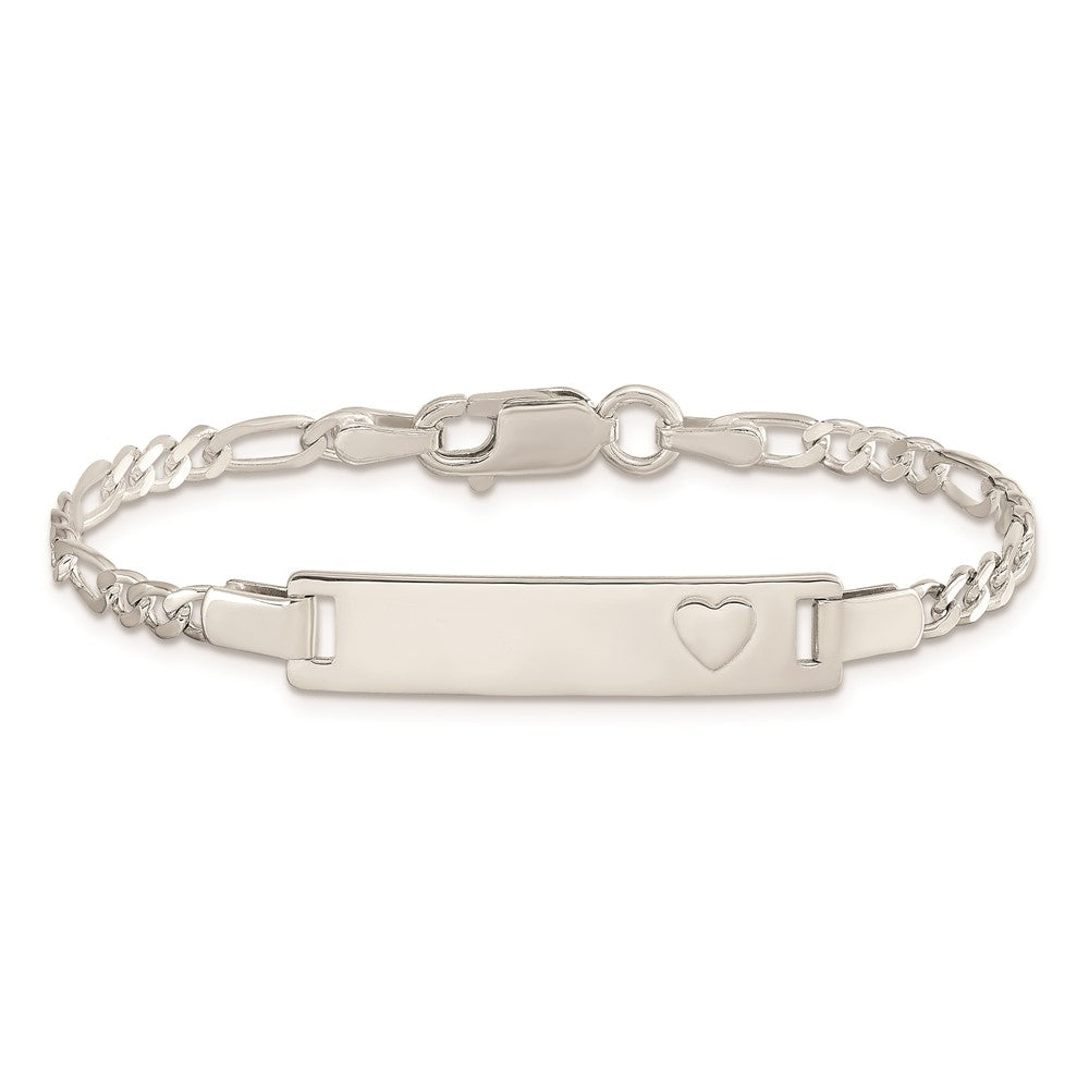 Sterling Silver Baby ID with Heart Bracelet