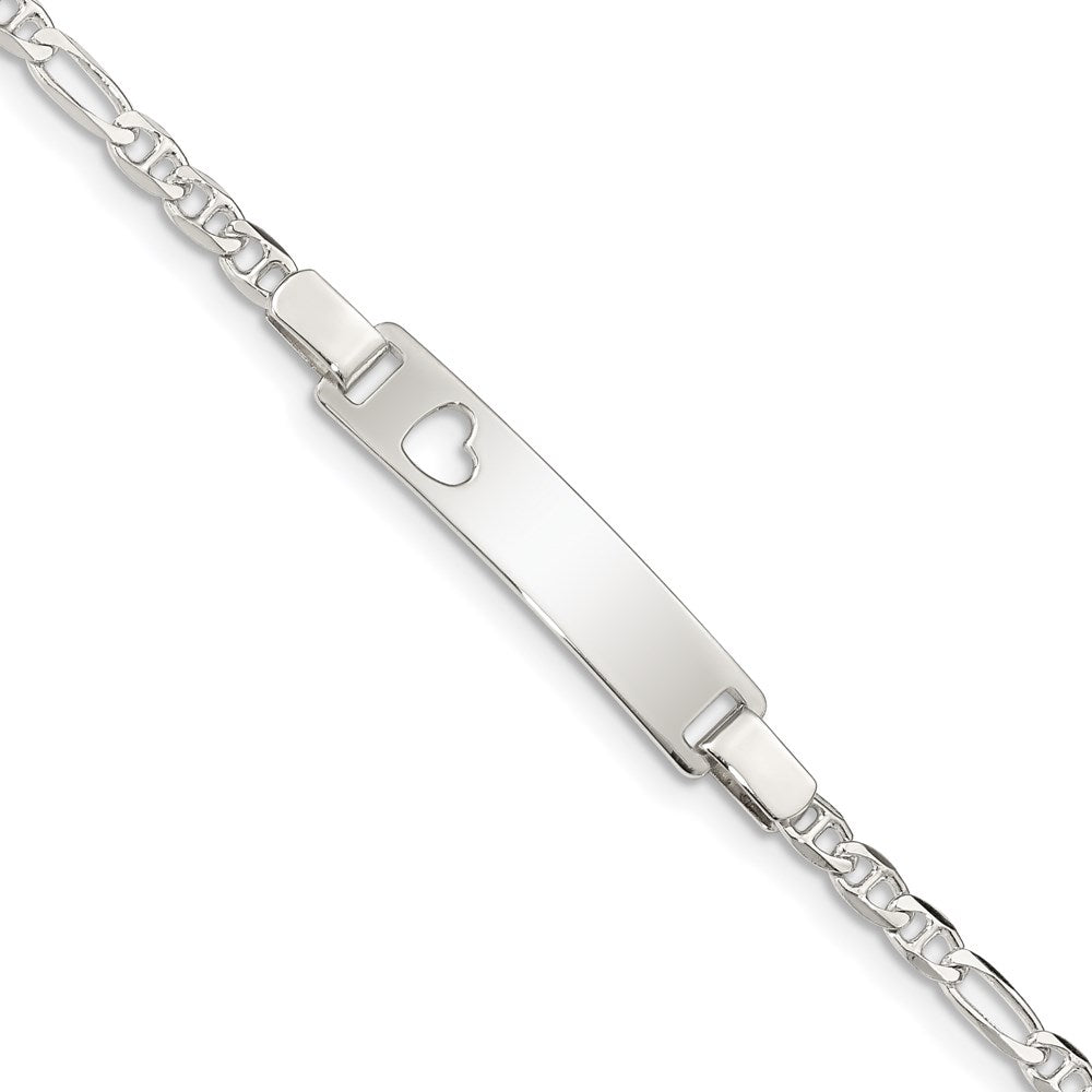 Sterling Silver Baby ID with Cut-out Heart Bracelet