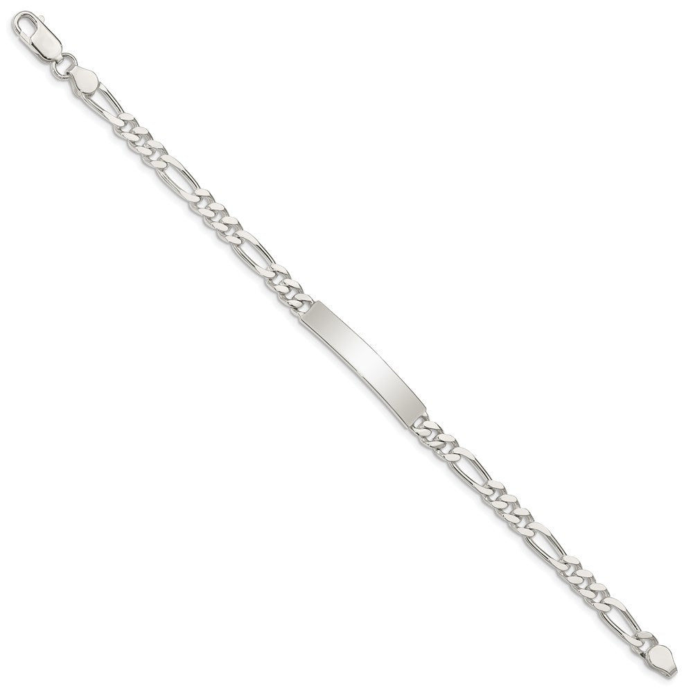 Sterling Silver Polished Engraveable Figaro Link ID Bracelet