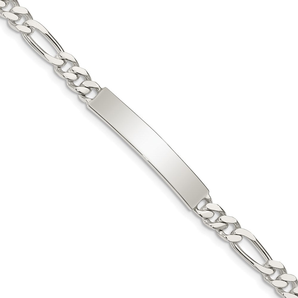 Sterling Silver Polished Engraveable Figaro Link ID Bracelet