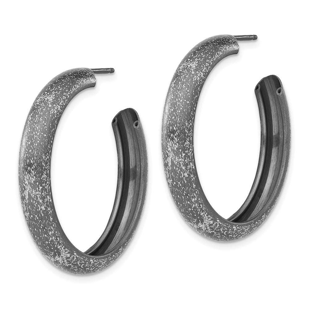 Sterling Silver Ruthenium-plated Post Hoop Earrings