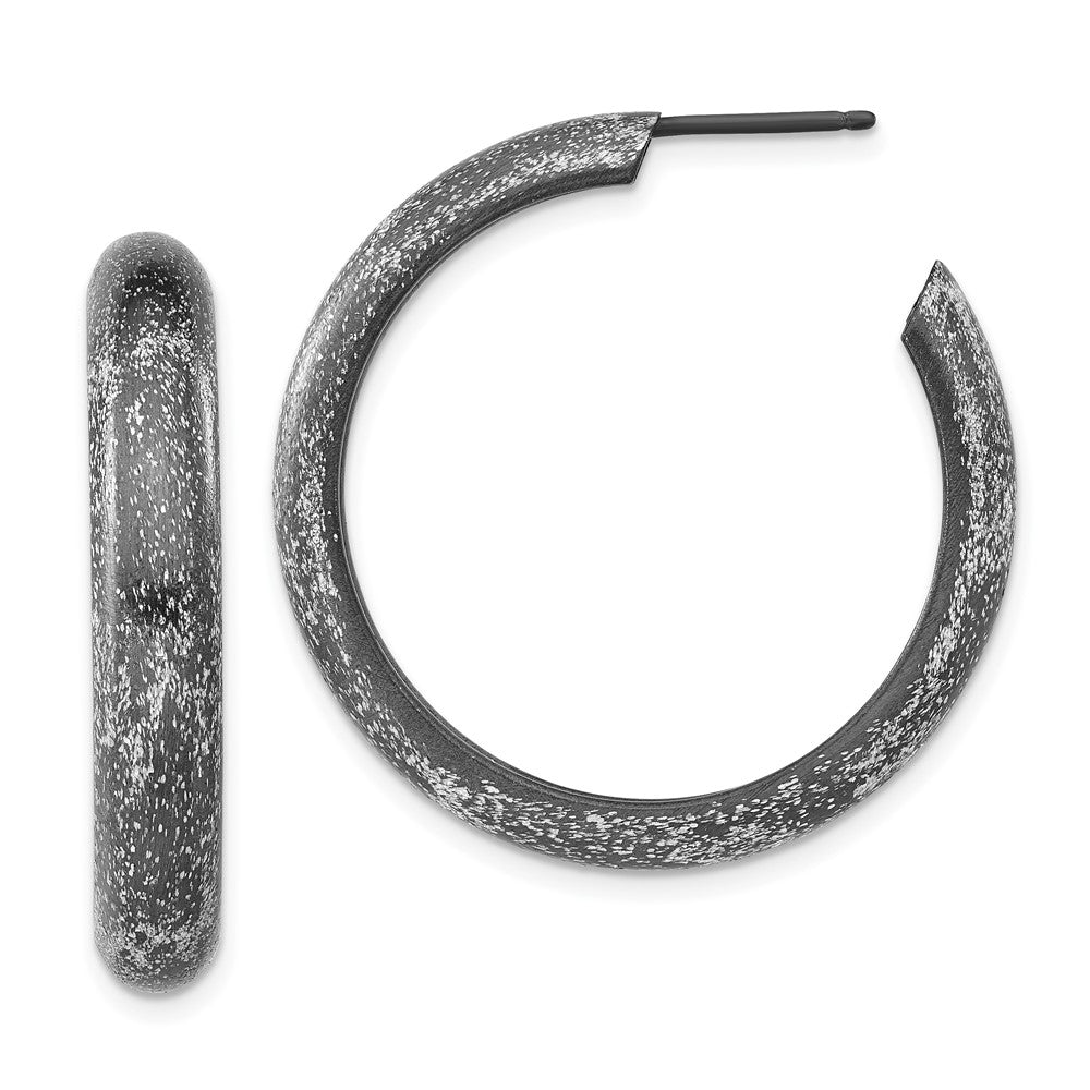 Sterling Silver Ruthenium-plated Post Hoop Earrings