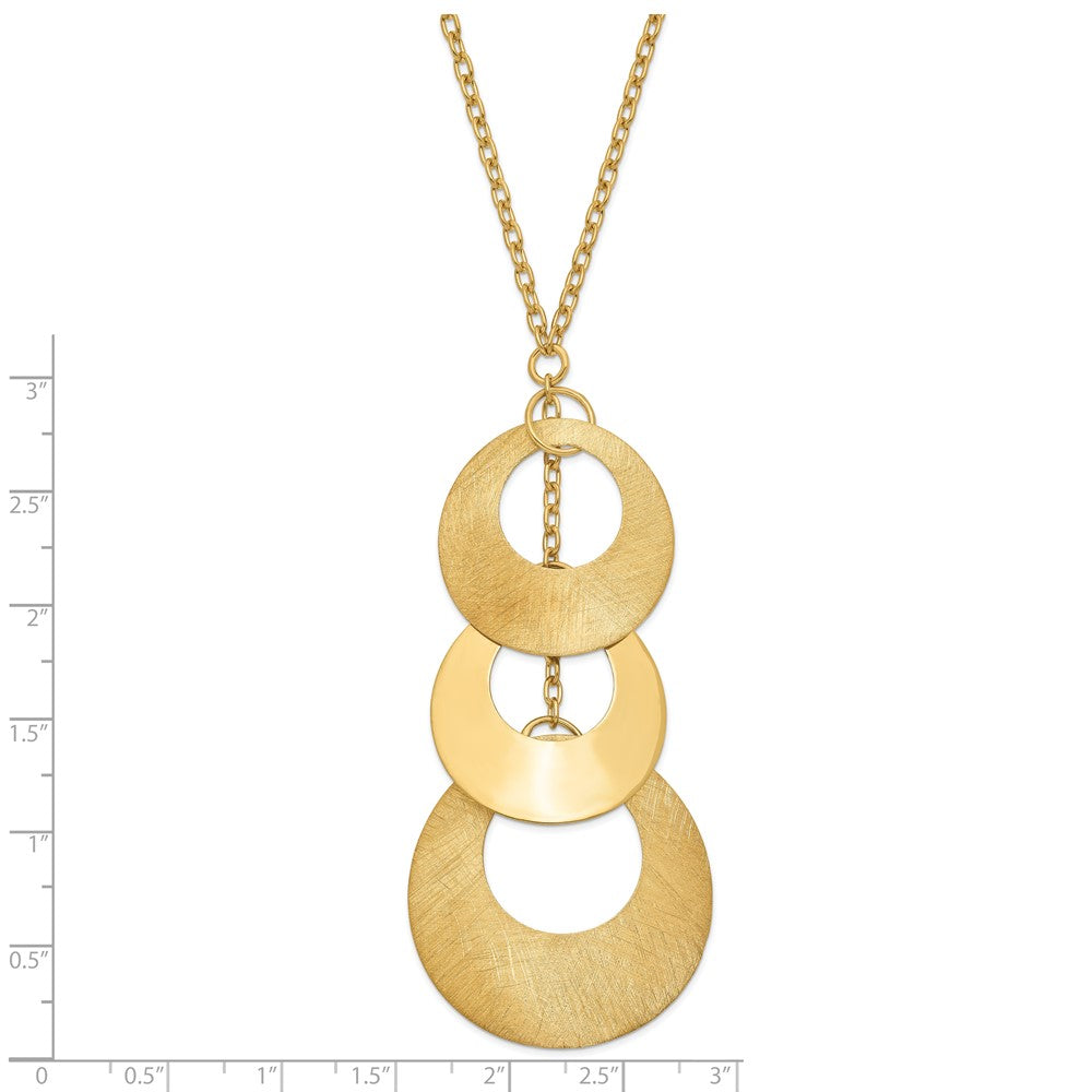 Sterling Silver & 14k Gold-plated Brushed/Polished Circle Necklace