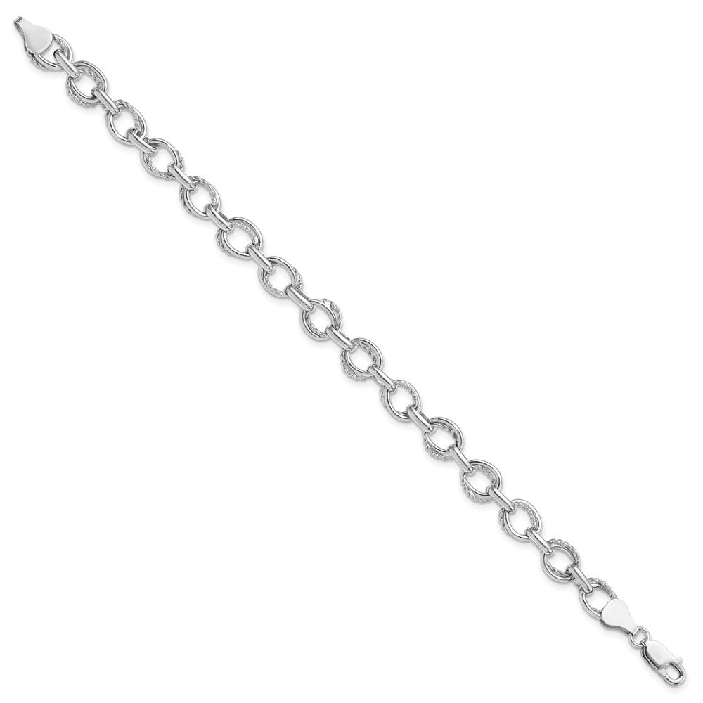 Sterling Silver Polished and Textured Link Bracelet