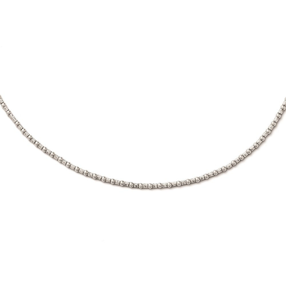 Sterling Silver Diamond-cut Beaded Necklace w/2in ext