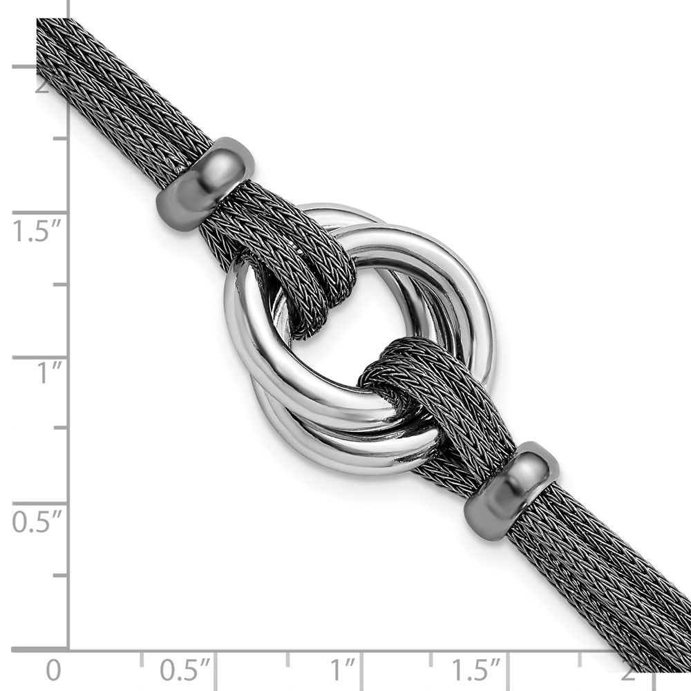 SS Ruthenium-plated Polished Mesh w/ 1in ext Bracelet