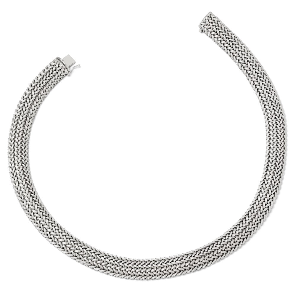 Sterling Silver Polished Mesh Braided Necklace