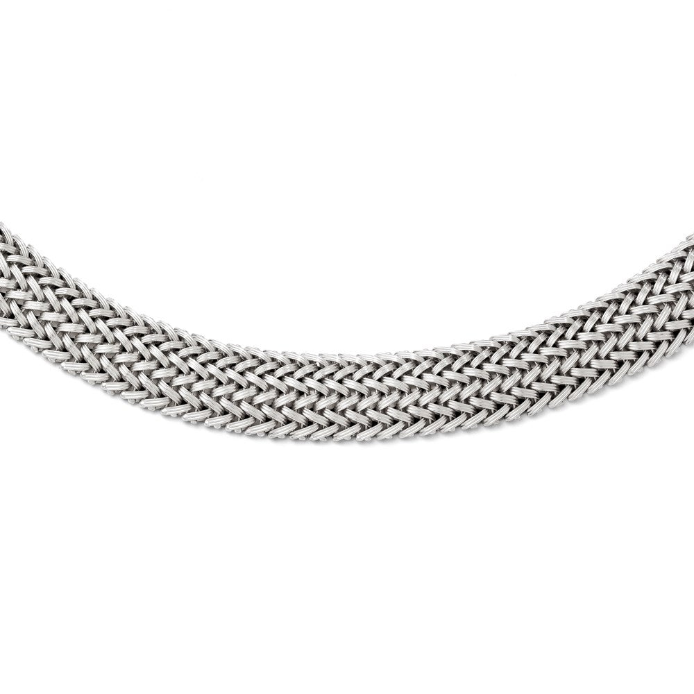 Sterling Silver Polished Mesh Braided Necklace