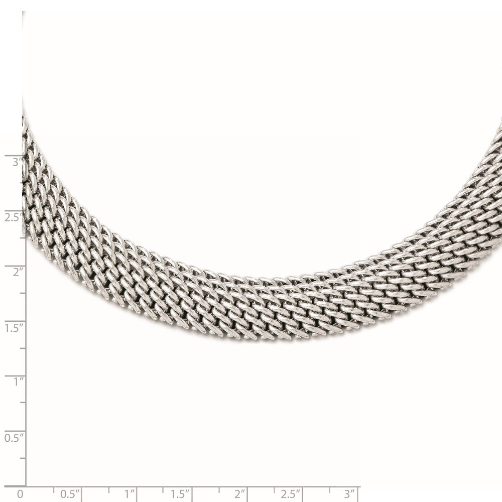 Sterling Silver Polished Mesh Link Necklace