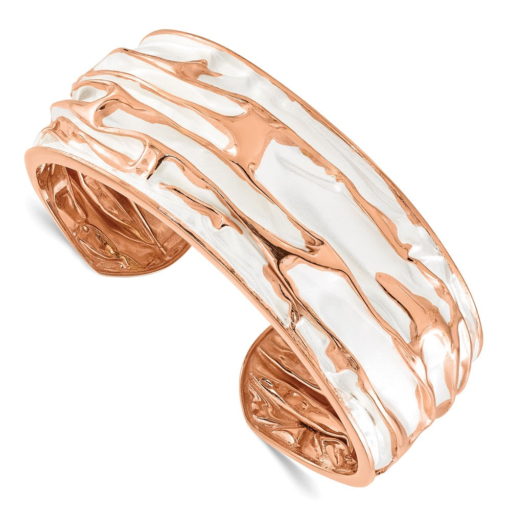 SS Rose Gold-plated Medium Domed Scrunch Bangle