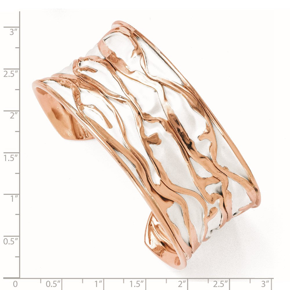 SS Rose Gold-plated Large Concave Scrunch Bangle