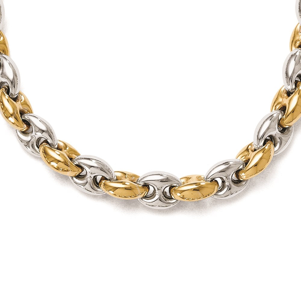 Sterling Silver Gold-tone 18k Flash Plated Link Necklace