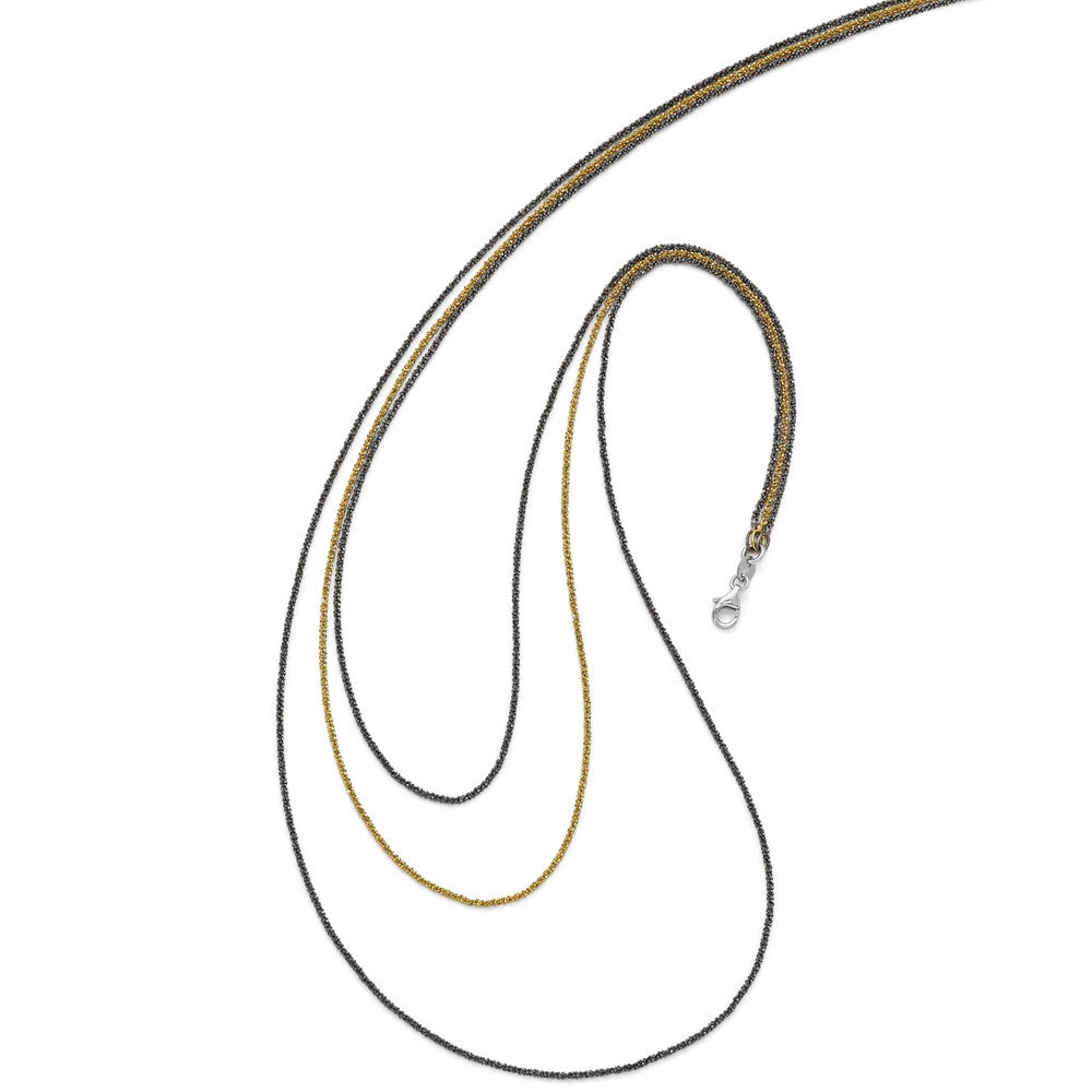 Sterling Silver Ruthenium & Gold-plated 3 Strand Necklace