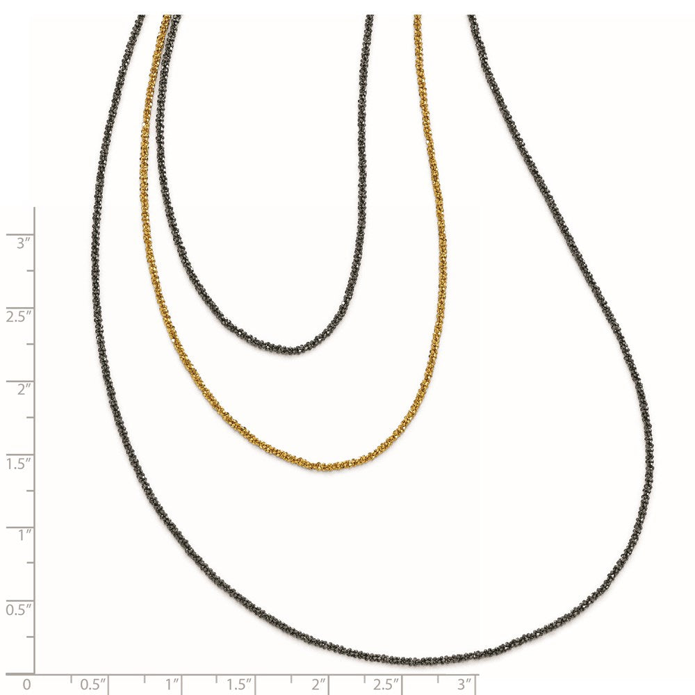 Sterling Silver Ruthenium & Gold-plated 3 Strand Necklace