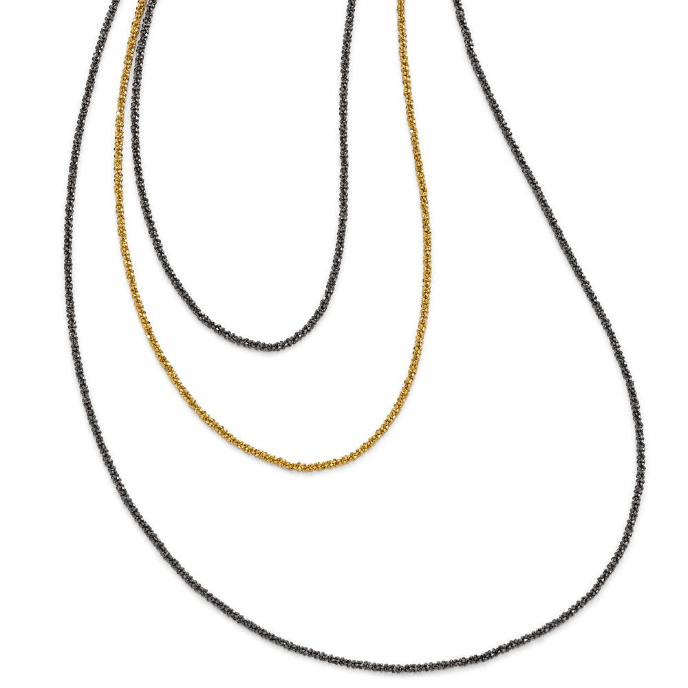 Sterling Silver Ruthenium & Gold-plated 3 Strand Necklace